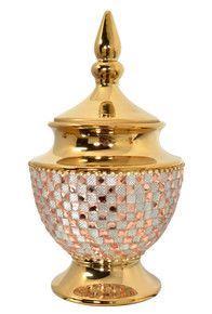 Rose Crystal And  Gold Lidded Jar
