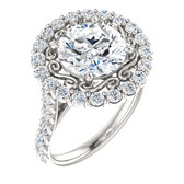 Sterling Silver  9.4mm Round Engagement Ring Mounting