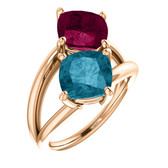 14k London Blue Topaz & Rhodolite Garnet Ring