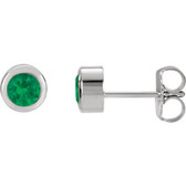 14kt White Chathamå¨ Created Emerald Earrings