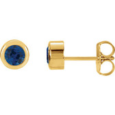 14kt Yellow Chathamå¨ Created Blue Sapphire Earrings