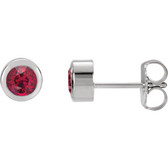 14kt White Chathamå¨ Created Ruby Earrings