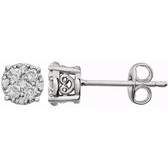 14kt White 3/8 CTW Diamond Cluster Friction Post Earrings