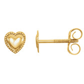 14kt Yellow Heart Youth Earings