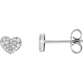 14kt White 1/6 CTW Diamond Heart Earrings