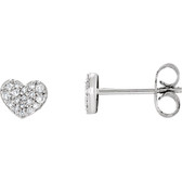 Sterling Silver 1/6 CTW Diamond Heart Earrings
