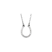 14kt White .08 CTW Diamond Horseshoe 16" Necklace