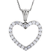 14kt White 1 CTW Diamond Heart 18" Necklace