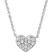 14kt White 1/10 CTW Diamond Heart 18" Necklace