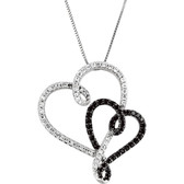 Black & White Diamond Double Heart Necklace