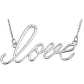 14kt Rose .08 CTW Diamond "Love" Design 18" Necklace