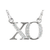 14kt White .08 CTW Diamond "XO"  16" Necklace