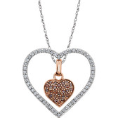 14kt White 1/3 CTW Diamond Heart 18" Necklace