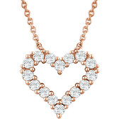 14kt Rose 1/4 CTW Diamond Heart 18" Necklace