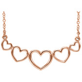 14kt Rose Graduated Heart 17.3" Necklace
