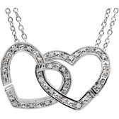Sterling Silver 1/6 CTW Diamond 2-in-1 Interlocking Heart 18" Necklace