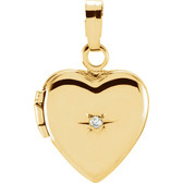 14kt Yellow .005 CTW Diamond Heart Shaped Locket