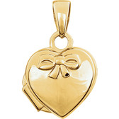 14kt Yellow Heart Embossed Bow Locket
