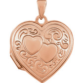 Rose Gold Plated Sterling Silver Double Heart Locket