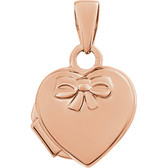 14kt Rose Heart Embossed Bow Locket