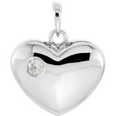 14kt White 1/10 CTW Diamond Heart Pendant