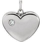 14kt White .03 CTW Diamond Heart Pendant