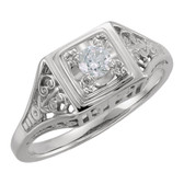 14kt White 1/6 CTW Diamond Filigree Ring