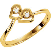 14kt Yellow .02 CTW Diamond Double Heart Ring