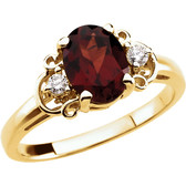 14kt Yellow Mozambique Garnet & .06 CTW Diamond Accented Ring