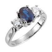 Platinum Sapphire & Diamond Accented Ring