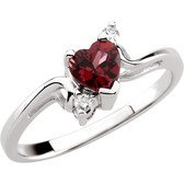 Rhodolite Garnet & Diamond Heart Accented Ring