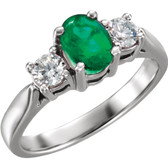 Platinum Emerald & 3/8 CTW Diamond Ring
