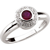 14kt White Ruby & .06 CTW Diamond Ring