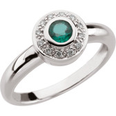 14kt White Emerald & .06 CTW Diamond Ring