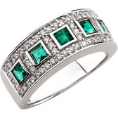 14kt White Emerald & 3/8 CTW Diamond Ring