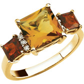 14kt Yellow Citrine & .06 CTW Diamond Ring