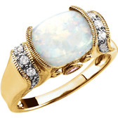 14kt Yellow Opal, Pink Tourmaline & 1/6 CTW Diamond Ring