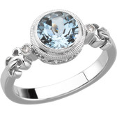 14kt White Aquamarine & .02 CTW Diamond Ring