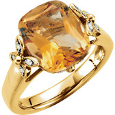 14kt Yellow Citrine & .08 CTW Diamond Ring