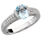 14kt White Aquamarine & 1/10 CTW Diamond Ring
