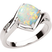 14kt White .03 CTW Genuine Opal & Diamond Ring