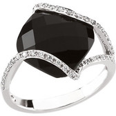 Onyx & Diamond Accented Ring