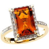 Madeira Citrine & Diamond Halo-Style Ring