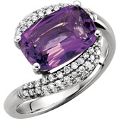 14kt White Amethyst & 3/8 CTW Diamond Ring