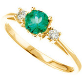 Emerald & Diamond Accented 3-Stone Ring
