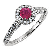 14kt White Ruby & 5/8 CTW Diamond Engagement Ring