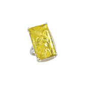 Green Gold Quartz Granulated Design Ring