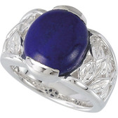 Sterling Silver 14x12mm Genuine Lapis Ring