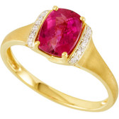 Rubellite & Diamond Accented Ring