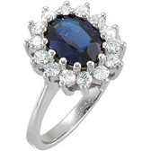 Sapphire & Diamond Halo Ring